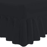 Frilled Valance Extra Deep Fitted Sheet - Bed Sheet -Frilled Valance Fitted Sheet Black